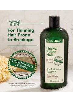 Thicker Fuller Hair Thicker Fuller Hair 2-in-1 Thickening Shampoo and Conditioner for Men - Shampoo for Thinning Hair - Hydrating Shampoo with Aloe Leaf Juice - 12 oz  - Image 2