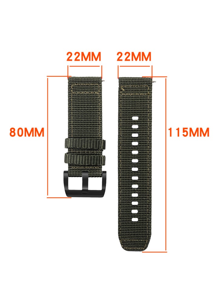 Beauenty For Huawei Watch GT 5 Pro 46mm/Xiaomi Watch S4 Watch Band 22mm Nylon Woven Strap - Army Green - Image 5