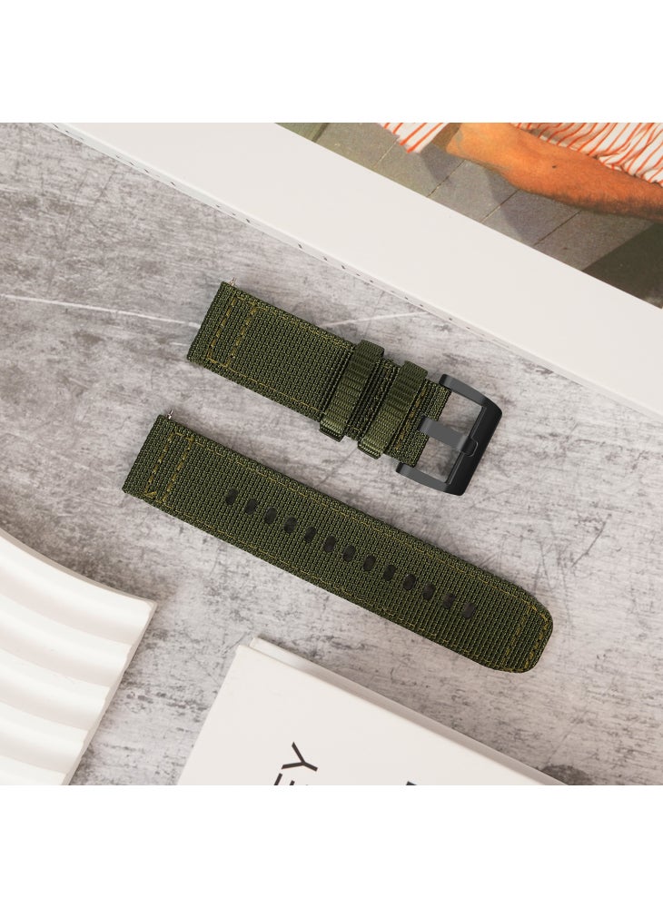 Beauenty For Huawei Watch GT 5 Pro 46mm/Xiaomi Watch S4 Watch Band 22mm Nylon Woven Strap - Army Green - Image 2