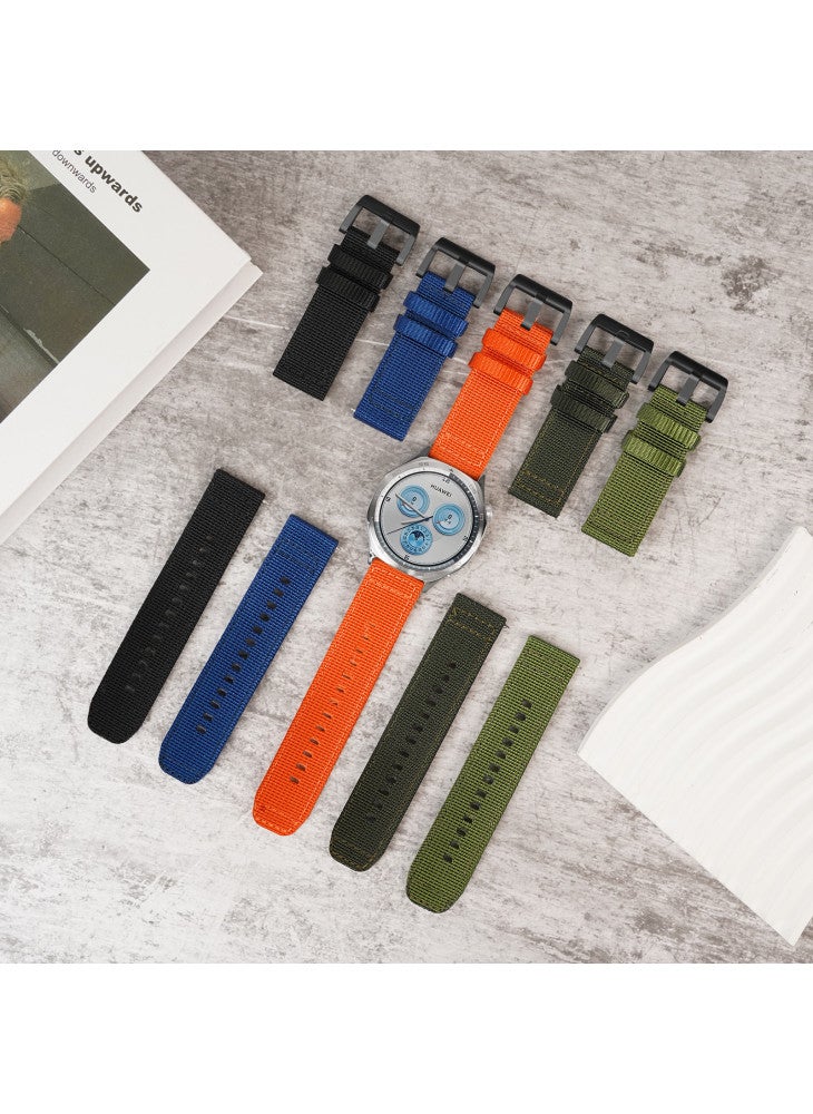 Beauenty For Huawei Watch GT 5 Pro 46mm/Xiaomi Watch S4 Watch Band 22mm Nylon Woven Strap - Army Green - Image 4