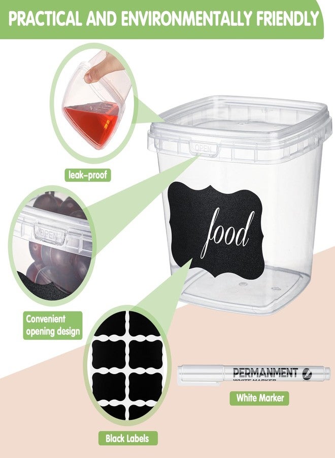 Jinei 50 Pcs 24 oz Plastic Deli Containers with Lids Clear Square Food Storage Containers Stackable Airtight Square Container with Lids with 9 Labels and Marker for Kitchen Storage Meal Take out - Image 3