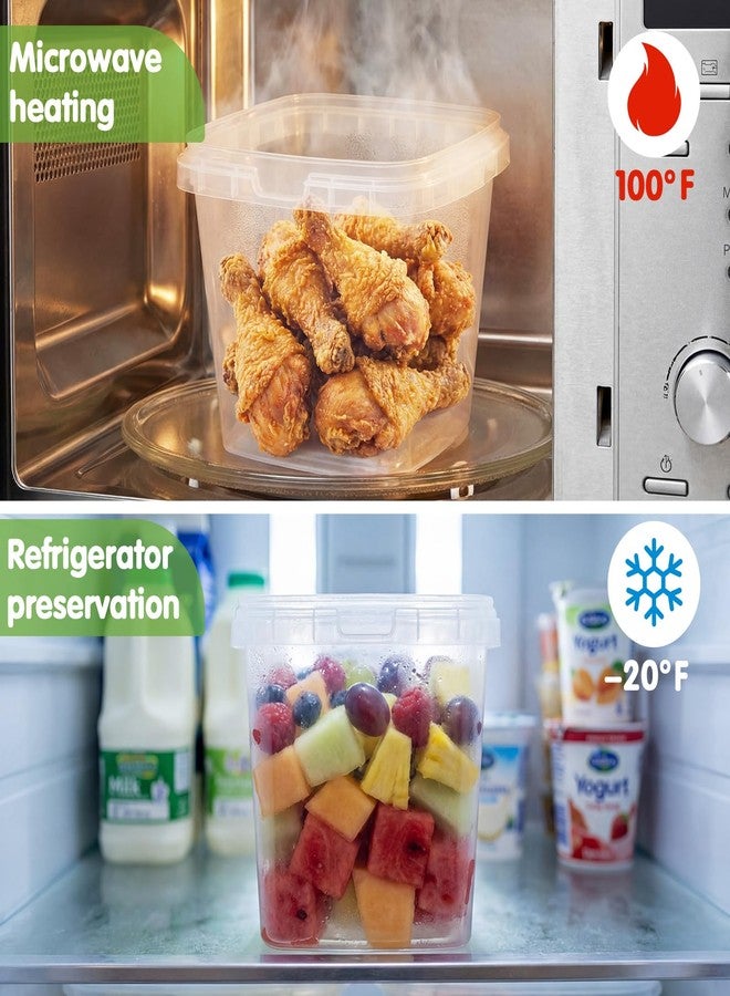 Jinei 50 Pcs 24 oz Plastic Deli Containers with Lids Clear Square Food Storage Containers Stackable Airtight Square Container with Lids with 9 Labels and Marker for Kitchen Storage Meal Take out - Image 5
