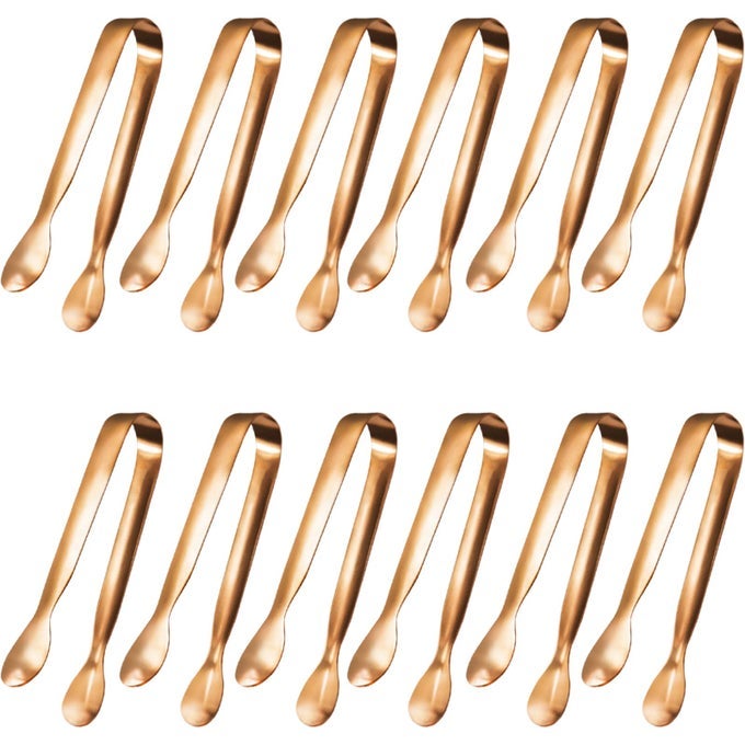 12 PCS SERVING TONGS SMALL SERVING UTENSILS FOR PARTIES CATERINGKITCHEN TONGSFOODGRADE 304 STAINLESS STEEL SERVING TONGS COOKING TONGS FOR TEA PARTY COFFEE BAR 4 APPETIZER TONGS ROSE GOLD