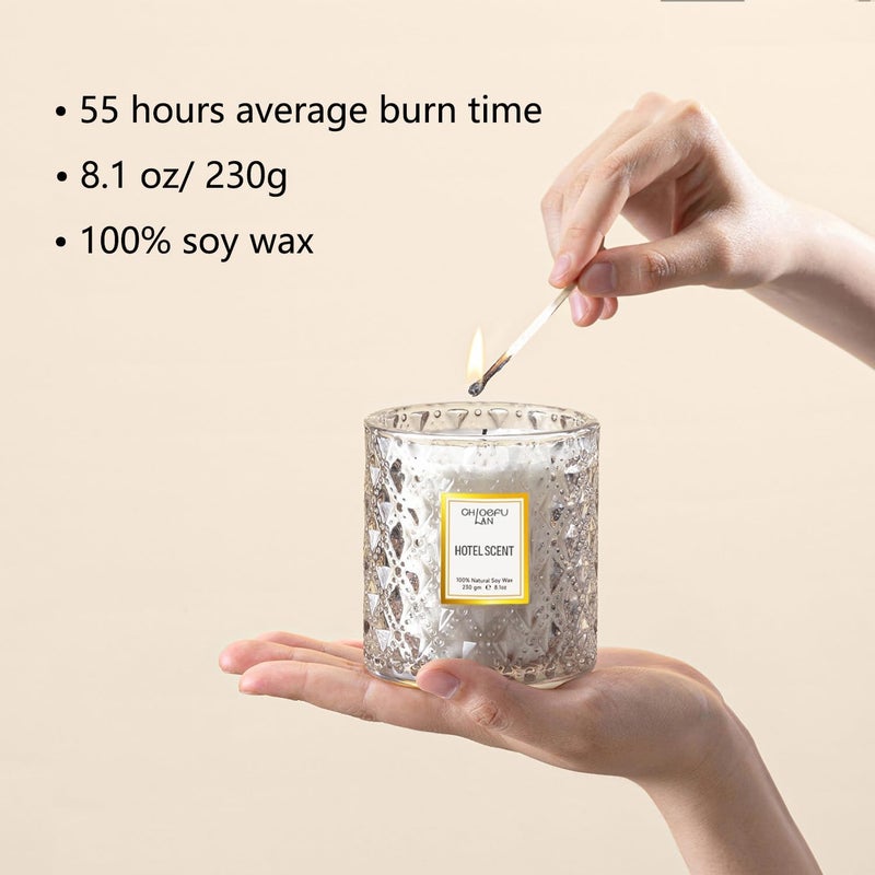 Chloefu LAN شمعة معطرة برائحة الفندق، زيت عطري طبيعي، هدية شمعة صويا فاخرة معطرة، عطرية قوية، 8.1 أونصة، مزيج فريد لتعزيز النوم وتخفيف التوتر - Image 2