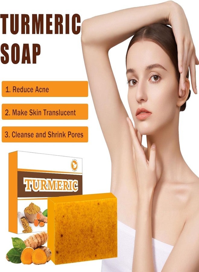 MIHAI Turmeric Soap Bar for Body & Face - Natural Kojic Acid, Collagen, Vitamin C, Dark Spot Remover for Even Skin Tone, Acne, Dark Spots, Smooth Skin (100g) - Image 2