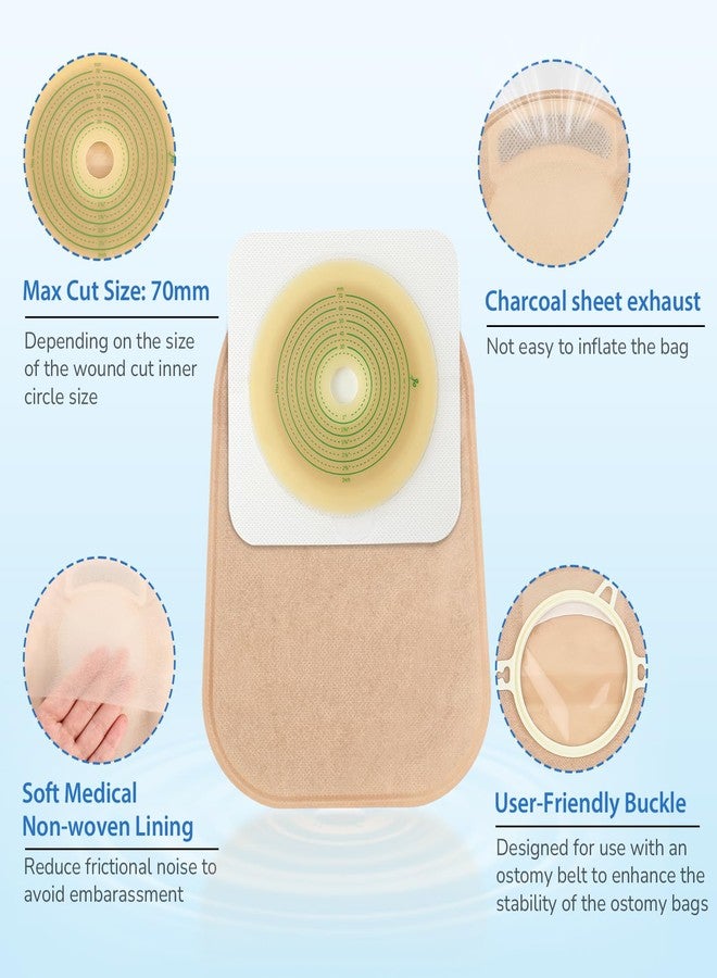 Heagimed 60pcs Ostomy Supplies Ostomy Bags 2 Piece Closed End, 2-Piece Disposable Colostomy Bags for Ileostomy Stoma Care, Travel Backup, Cut-to-Fit, 70mm Max (40 x Ostomy Bag + 20 x Skin Barrier） - Image 4