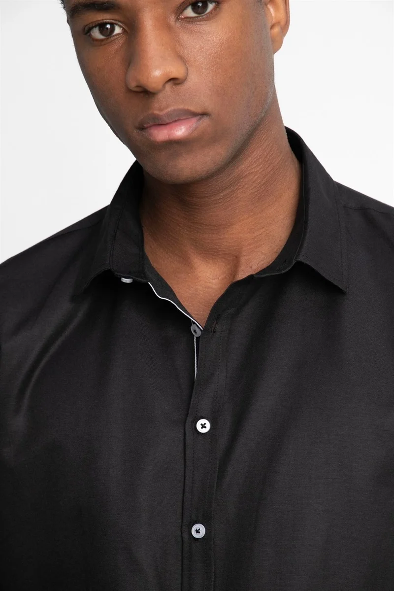Tudors Slim Fit Long Sleeve Oxford Texture Piping Men's Shirt