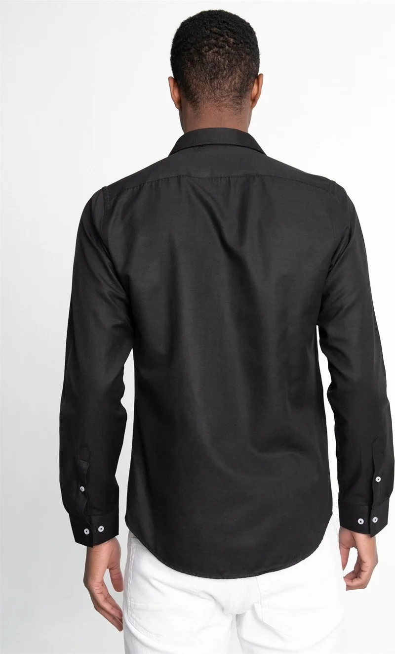 Tudors Slim Fit Long Sleeve Oxford Texture Piping Men's Shirt