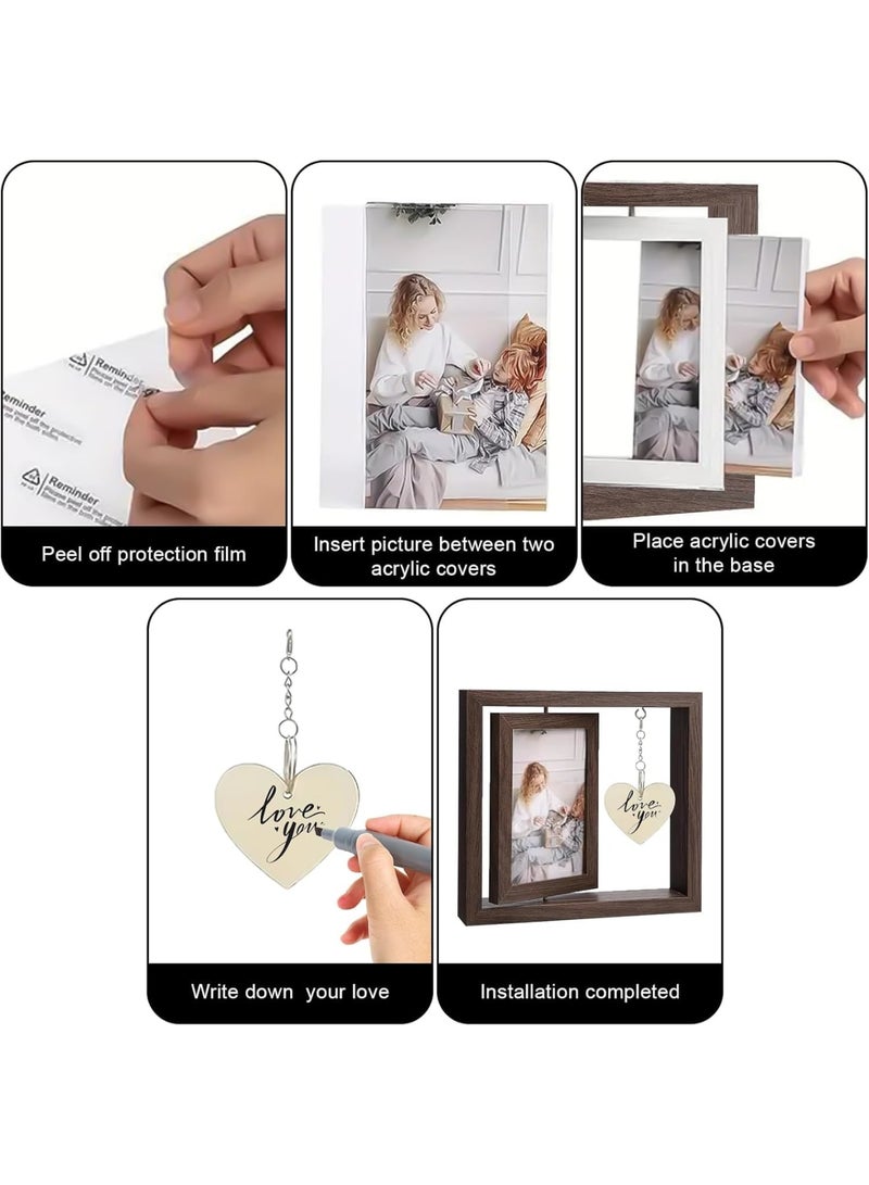 Barakah إطار صور الذكرى السنوية، هدية رومانسية للأزواج، تذكار للزواج أو العلاقة الأولى، حامل صور مزدوج 15x10 سم، مثالي لصديقة أو صديق، زفاف أو ديكور منزلي - Image 3