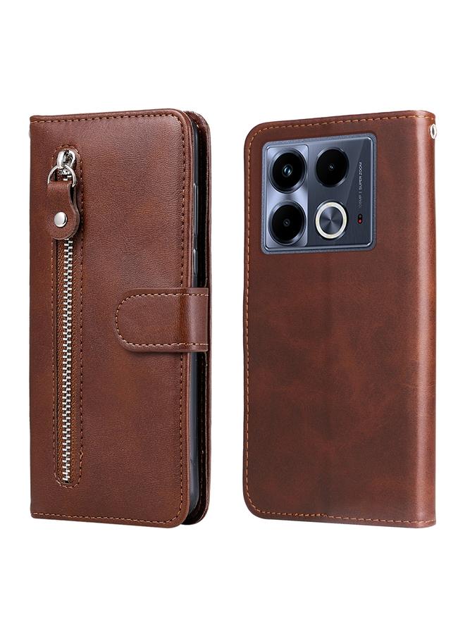 Zaboon Case For Infinix Note 40 4G Fashion Calf Texture Zipper Leather Phone Case - Image 1