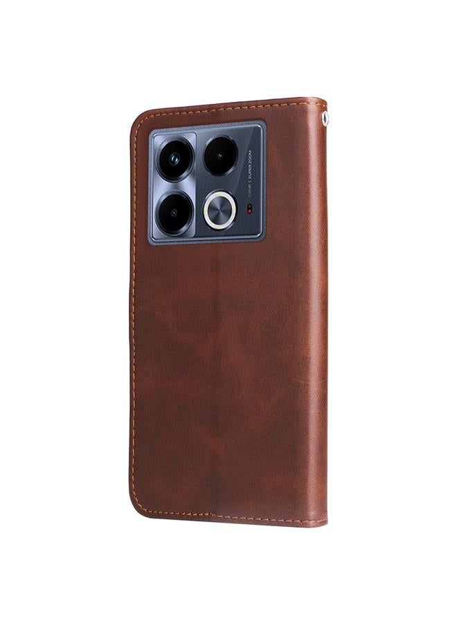 Zaboon Case For Infinix Note 40 4G Fashion Calf Texture Zipper Leather Phone Case - Image 3