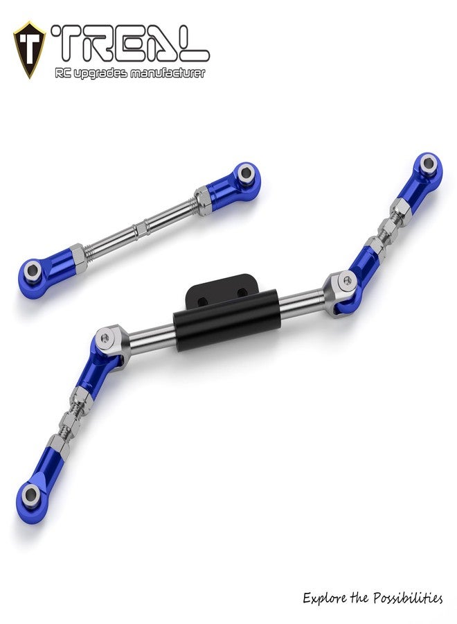 TREAL 7075 Aluminum Front Steering Link Set Drive Linkages for Vanquish VS4-10 H10 Optic(Blue) - Image 2