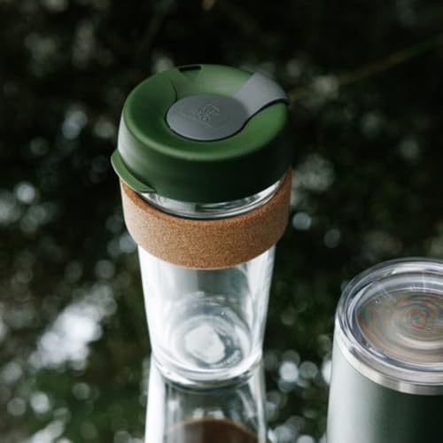 KeepCup Brew Cork, Reusable Glass Tumbler with Natural Cork, Grande Coffee Cup 16oz/454ml - Pine - Image 2