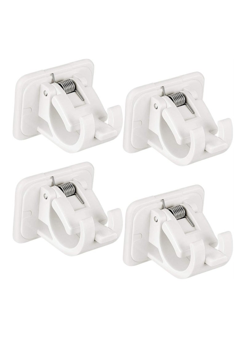 SYOSI Adjustable Rod Bracket, 4Pcs Nail Free Self Adhesive Curtain Rod Brackets, No Drill Round Rod Fixing Clip for Hanging Net Curtain, Party Garden Decoration  - Image 1