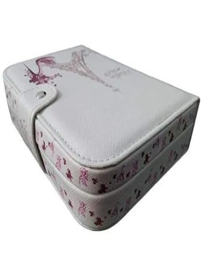 NANIAAY Square White Jewelry Box for Women – Portable Organizer Storage Case for Rings, Earrings, Necklaces & Bracelets with Velvet Lining, Multi Color (20x13x5 cm) - Image 2