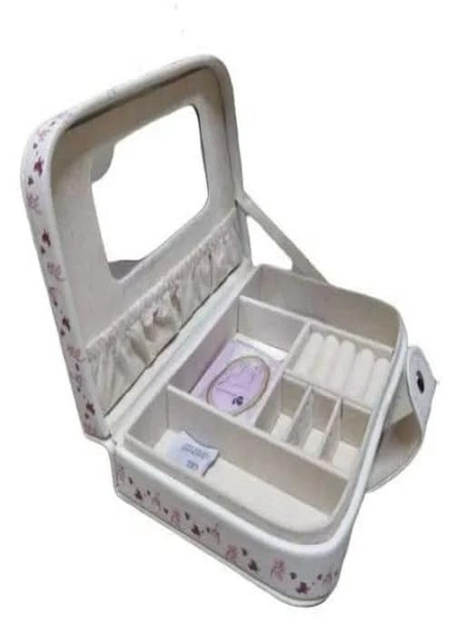 NANIAAY Square White Jewelry Box for Women – Portable Organizer Storage Case for Rings, Earrings, Necklaces & Bracelets with Velvet Lining, Multi Color (20x13x5 cm) - Image 5