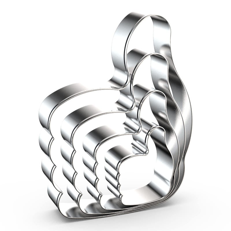 QAAQS Thumbs Up Cookie Cutter Set for Baking 5432 Inch 4 Piece Stainless Steel 