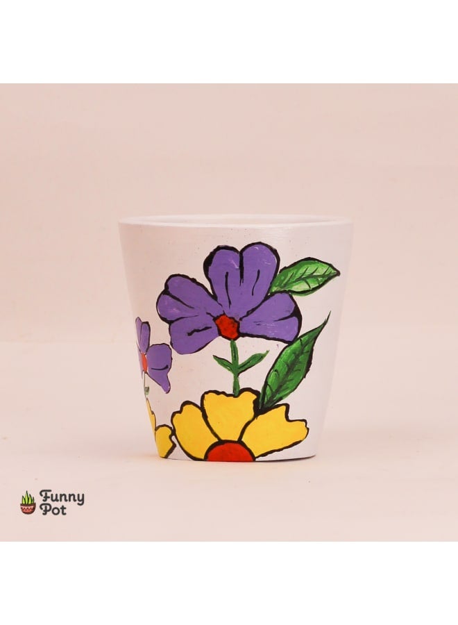 Handmade pottery empty pot - multi color - 10*10 cm