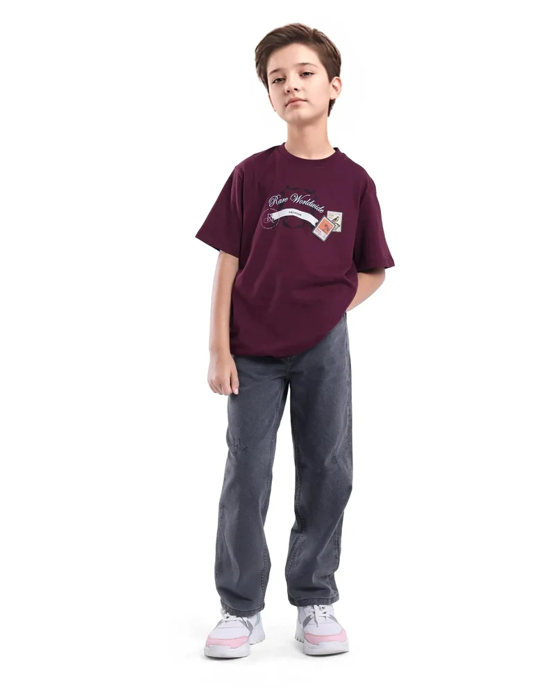 رير ونز Rare Ones Kids Lea Grey Cotton Solid Button And Zip Closure Wide Leg Fit Jeans