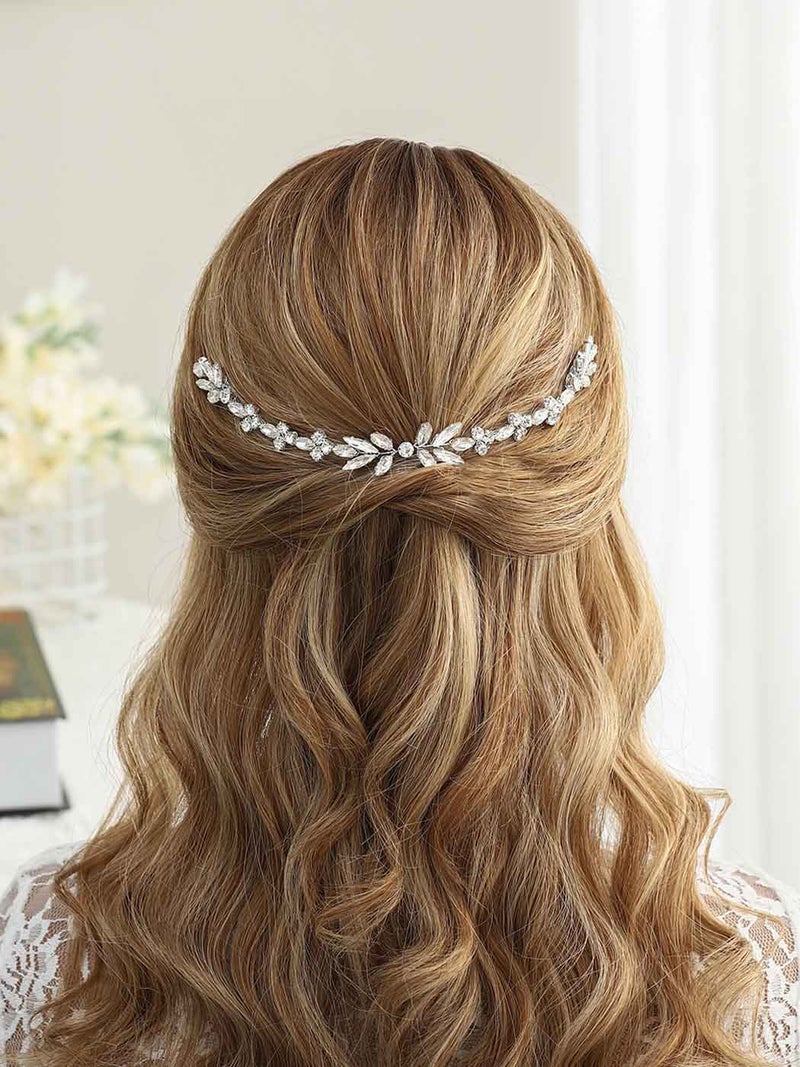 Unicra Wedding Crystal Hair Combs Bridal Headpieces Wedding Hair Accessories for Brides (Silver) - Image 5