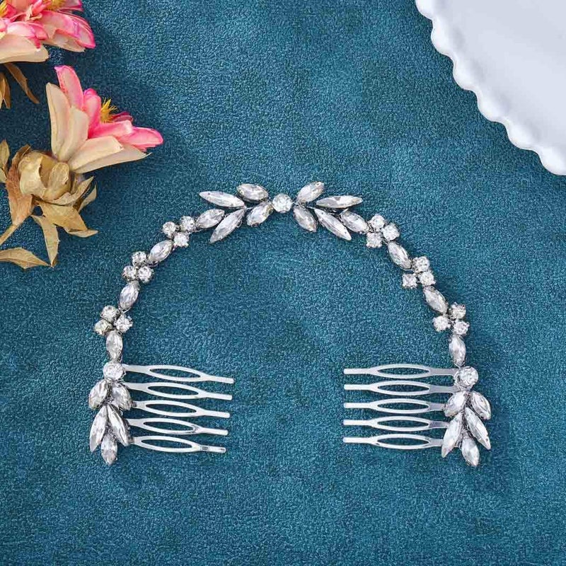 Unicra Wedding Crystal Hair Combs Bridal Headpieces Wedding Hair Accessories for Brides (Silver) - Image 3