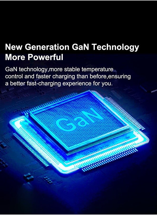 GAN 65W USB C Charger Adapter, 3-Port Foldable Laptop Charger Type C Quick Wall Charger Plug, Compatible with iPhone/Huawei/Android/Tablet Small, Portable, Safe and Durable