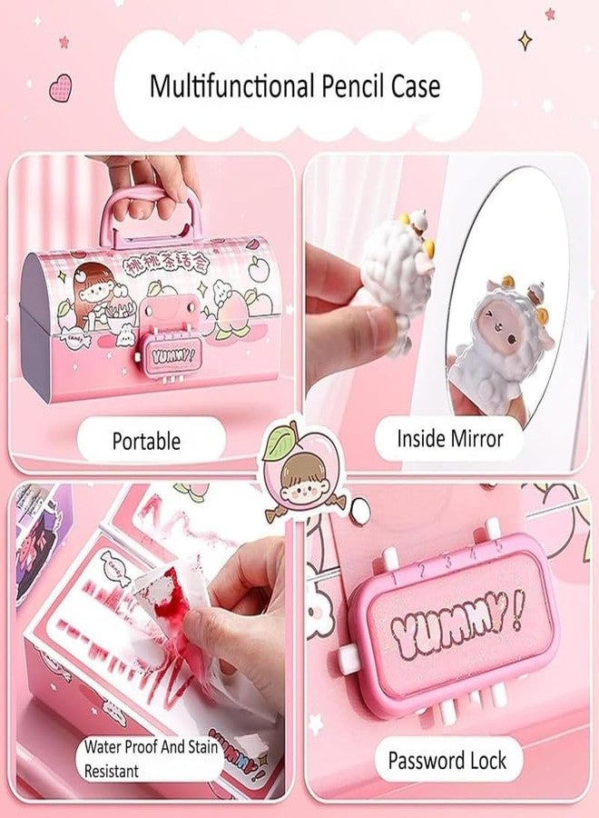 QQ Show New Case Space Light Blue Pencil Box Multi-Functional Pencil Box with Double Password Lock Stationary Organizer Case Suitcase Style Pencil Case for Girls Boys - Image 2