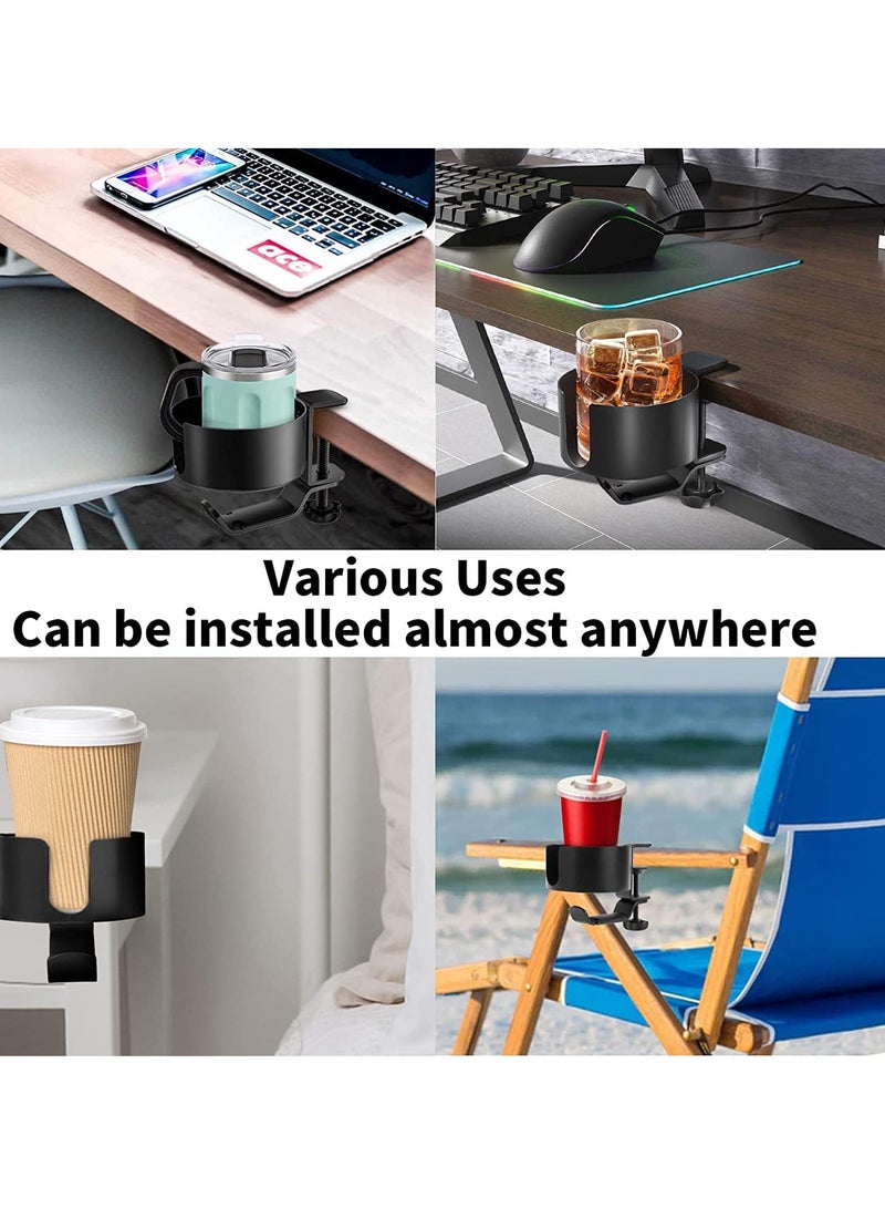 Relex 2 in 1 Desk Cup Holder with Headphone Hanger, Anti-Spill Cup Holder for Desk or Table, Easy to Install, Sturdy and Durable, Enough to Hold Coffee Mugs, Water Bottles, Headphones - Image 5