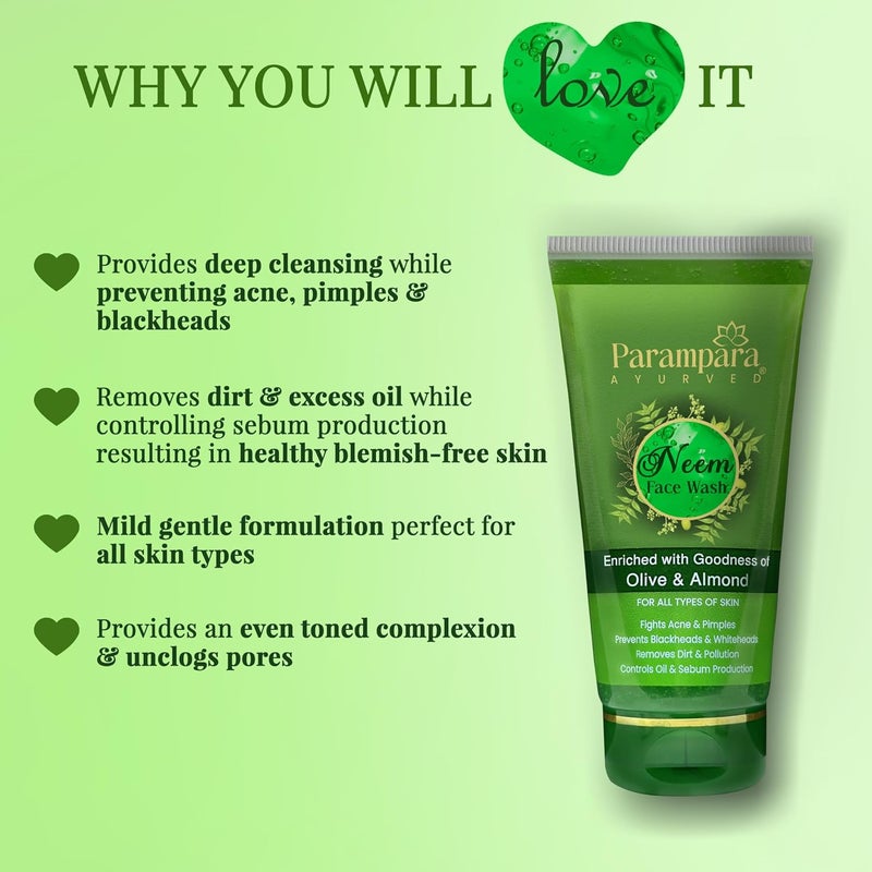 Parampara Ayurved Neem Face Wash For Pimple Control AntiAcne Oil Control Deep Cleansing Acne Treatment Blackhead Removal Paraben SulfateFree Natural AntiInflammatory 150ml - Image 3