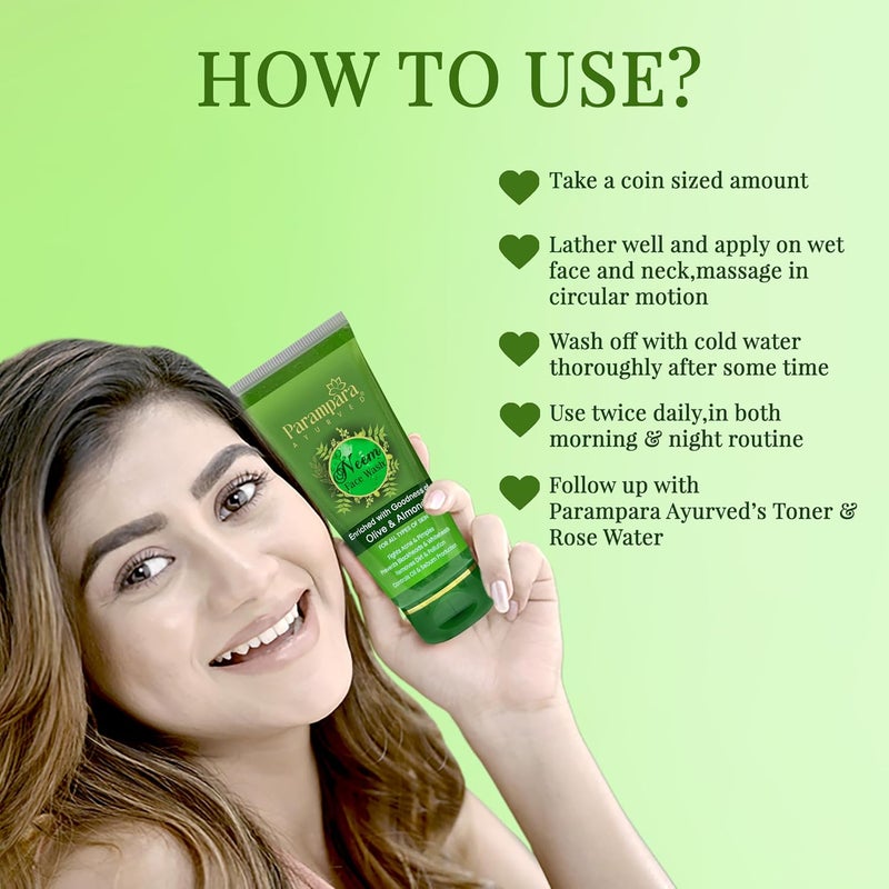 Parampara Ayurved Neem Face Wash For Pimple Control AntiAcne Oil Control Deep Cleansing Acne Treatment Blackhead Removal Paraben SulfateFree Natural AntiInflammatory 150ml - Image 5