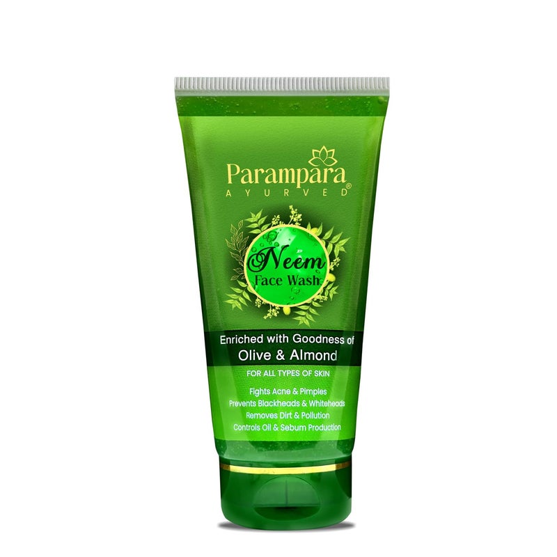 Parampara Ayurved Neem Face Wash For Pimple Control AntiAcne Oil Control Deep Cleansing Acne Treatment Blackhead Removal Paraben SulfateFree Natural AntiInflammatory 150ml - Image 1
