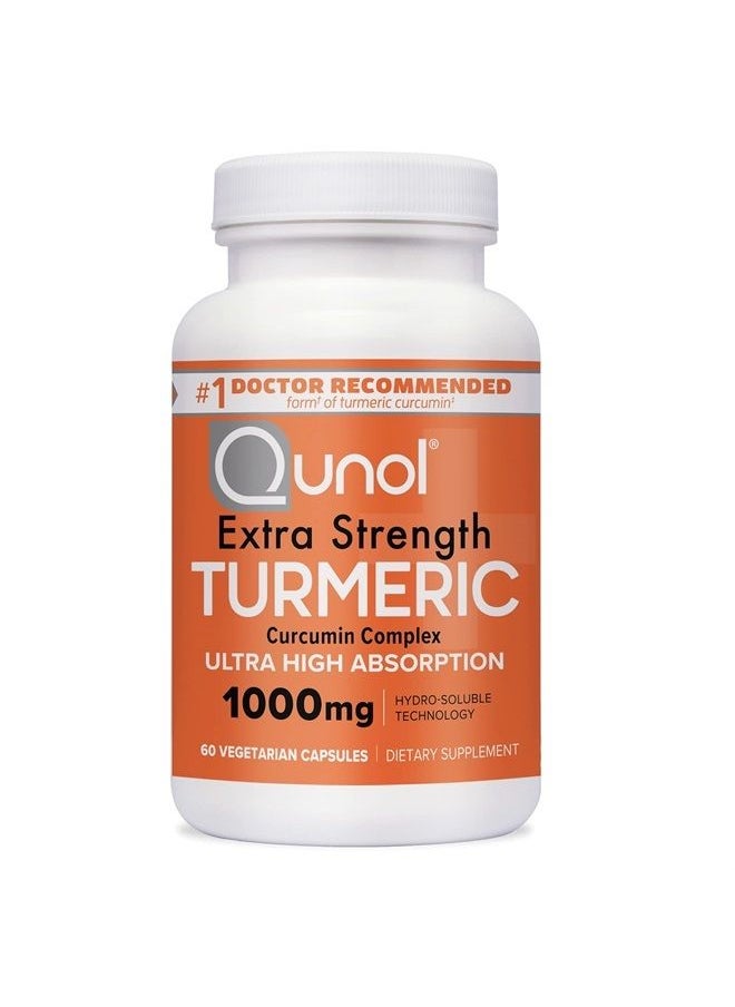 Qunol Turmeric Curcumin Capsules, Qunol 1000mg Extra Strength Supplement, Patented Hydro-Soluble Technology, Alternative to Turmeric Curcumin with Black Pepper, 60 Veggie Capsules  - Image 1