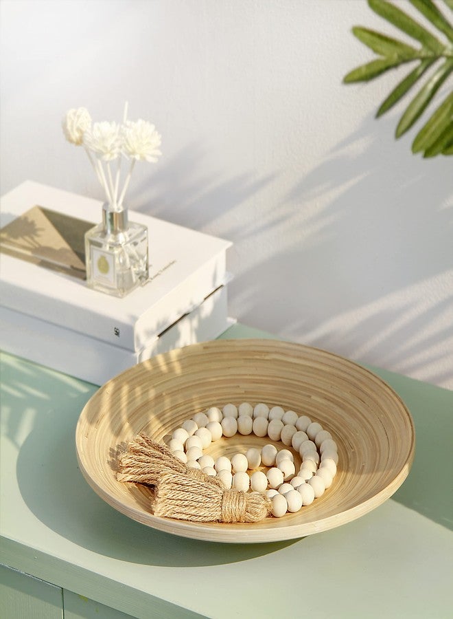 Meplait 39in Wood Bead Garland Farmhouse with Tassels,Versatile Prayer Beads Boho Chic Wall Hanging Home Decor(Natural) - Image 3