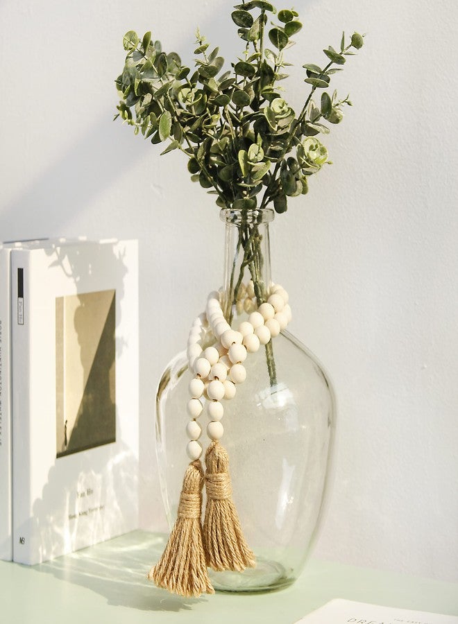 Meplait 39in Wood Bead Garland Farmhouse with Tassels,Versatile Prayer Beads Boho Chic Wall Hanging Home Decor(Natural) - Image 2
