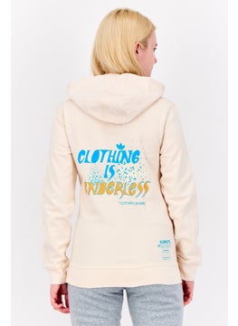 adidas Originals Women Sportswear Fit Long Sleeves Outdoor Hoodie, Cream  - Image 2