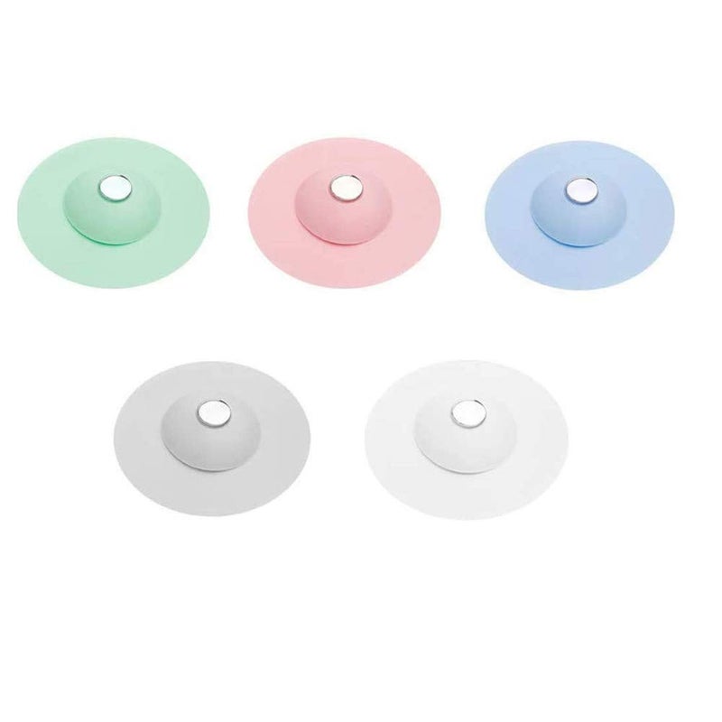LUYAO 5PCS Shower Drain Stopper & Strainers Deodorizer Plug Hot Bathtub Cover Silicone Protectors Good Grips Hair Catchers for Floor, Laundry, Kitchen and Bathroom, 2 in 1 Stop & Filters