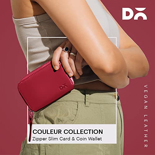DailyObjects Crimson Red Zipper Slim Card & Coin Wallet | Made with Vegan Leather Material | Carefully Handcrafted | Coin Pocket - Image 3