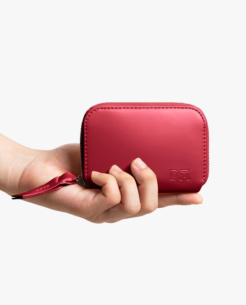 DailyObjects Crimson Red Zipper Slim Card & Coin Wallet | Made with Vegan Leather Material | Carefully Handcrafted | Coin Pocket - Image 2