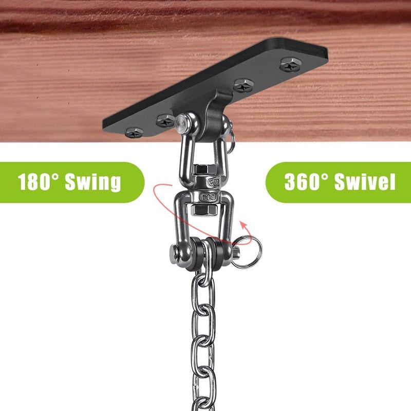 Dolibest Hanging Kits Hammock Chair Hardware, Heavy Duty Swing Hanger with Chain for Indoor Outdoor Playground Hanging Hammock Chair Punching Bags, 4 Screws, 600 LB Capacity, 3.28ft, 360° Rotation - Image 4