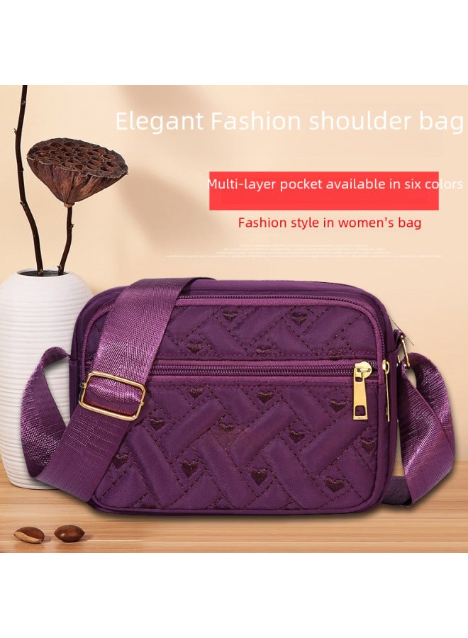 Waterproof Embroidered OxFord Cloth Women's Bag Single Shoulder Casual Mom Crossbody Bag Grandma Leisure Fabric Backpack-Color:Purple - Image 4