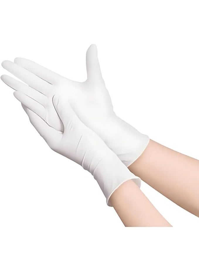 100 Pieces Disposable Latex Gloves, Medical Grade, Powder Free, White Color, Flexible Fit for Hygiene, Cleaning, and Daily Use - Image 1