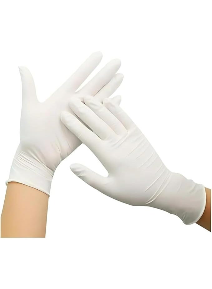 100 Pieces Disposable Latex Gloves, Medical Grade, Powder Free, White Color, Flexible Fit for Hygiene, Cleaning, and Daily Use - Image 2
