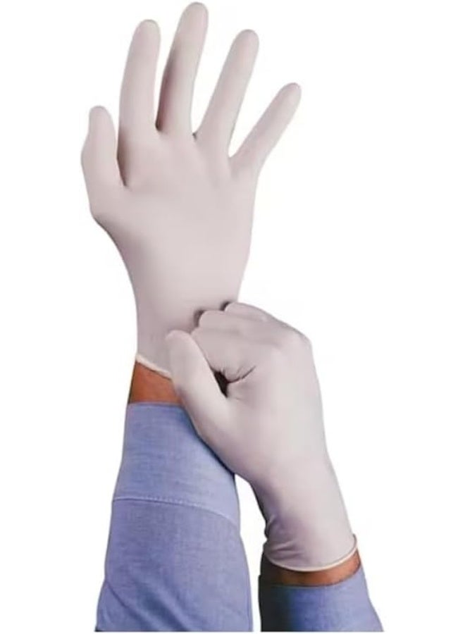 100 Pieces Disposable Latex Gloves, Medical Grade, Powder Free, White Color, Flexible Fit for Hygiene, Cleaning, and Daily Use - Image 3