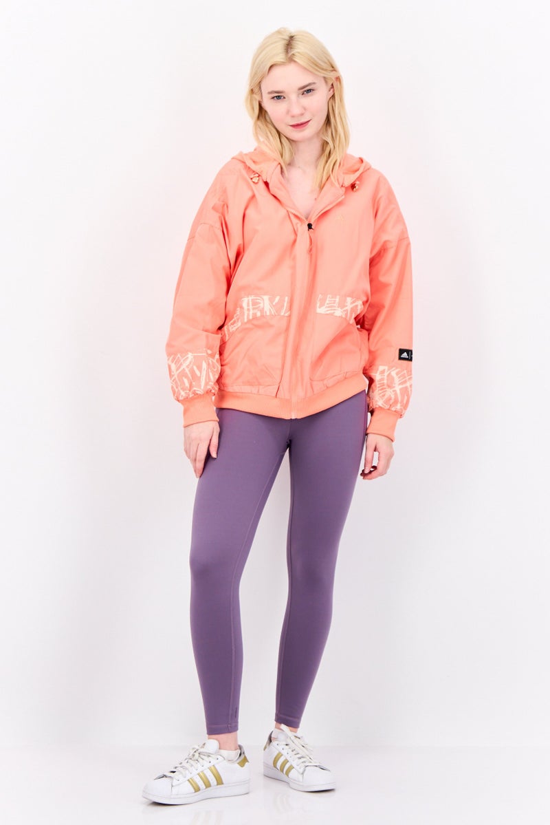Adidas جاكيتات خارجية طويلة الأكمام للنساء، رياضية، لون كورال - Image 4