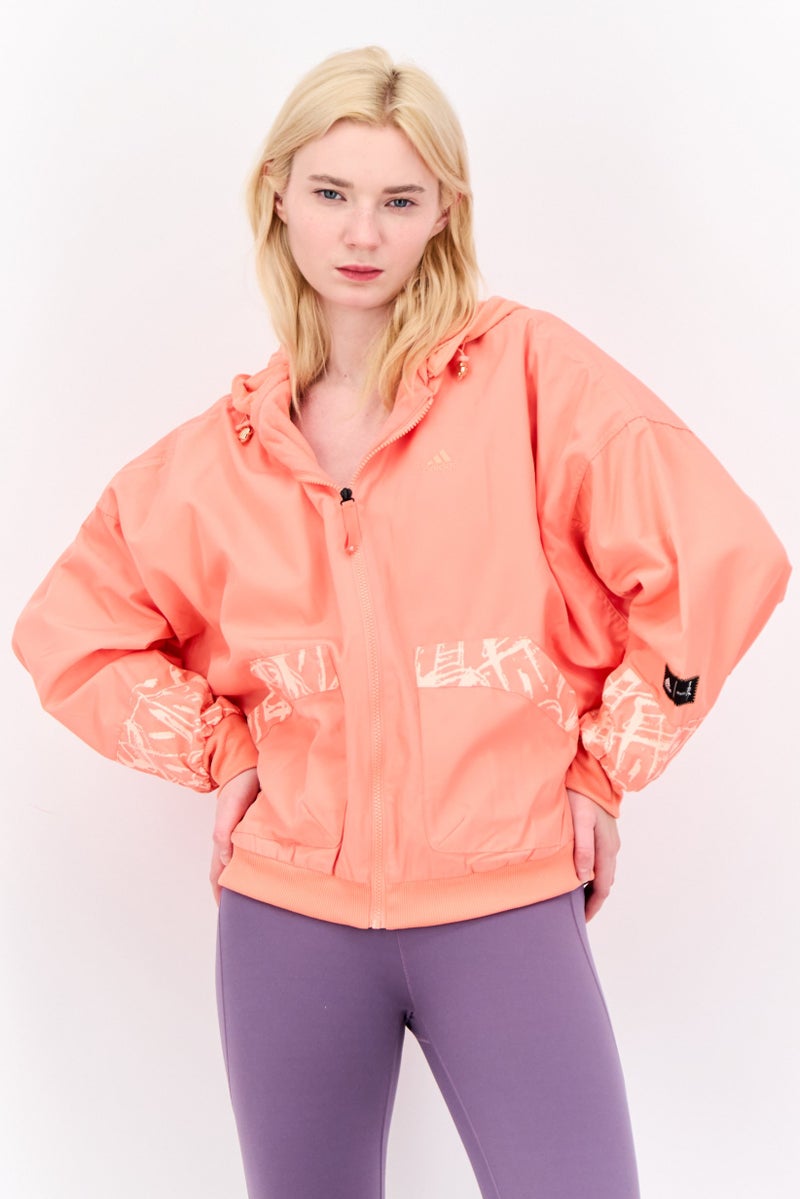 Adidas جاكيتات خارجية طويلة الأكمام للنساء، رياضية، لون كورال - Image 1