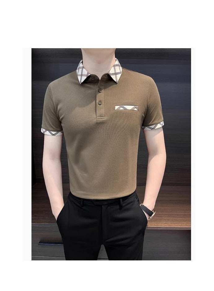 Men's Premium Contrasting Casual T-Shirt Short Sleeved Polo Shirt  - Image 1