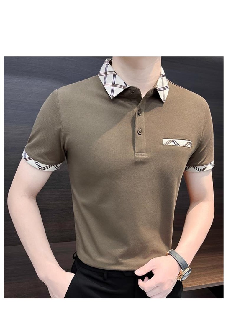 Men's Premium Contrasting Casual T-Shirt Short Sleeved Polo Shirt  - Image 2