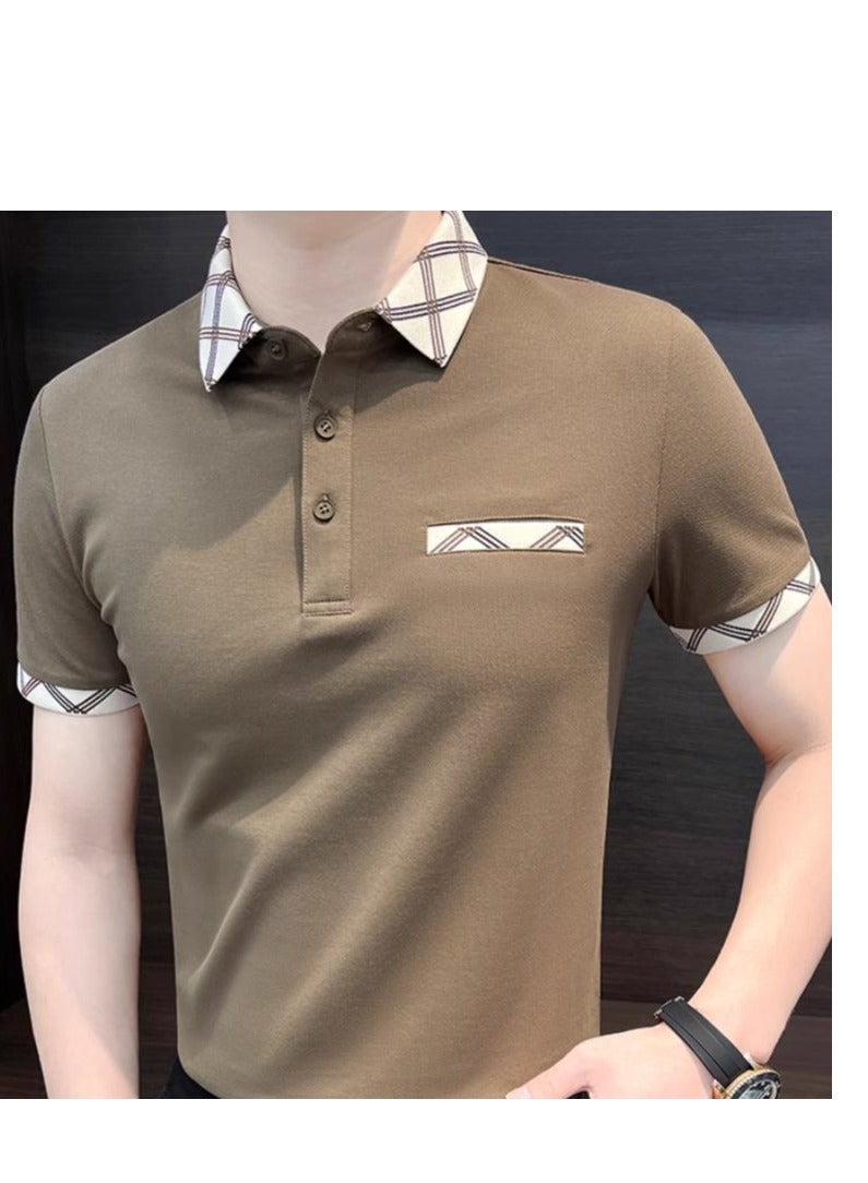 Men's Premium Contrasting Casual T-Shirt Short Sleeved Polo Shirt  - Image 3