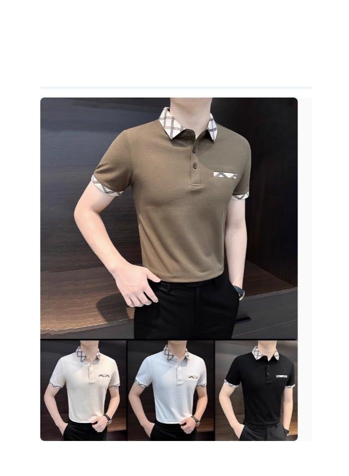 Men's Premium Contrasting Casual T-Shirt Short Sleeved Polo Shirt  - Image 4