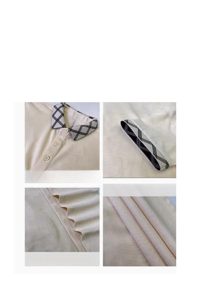 Men's Premium Contrasting Casual T-Shirt Short Sleeved Polo Shirt  - Image 5